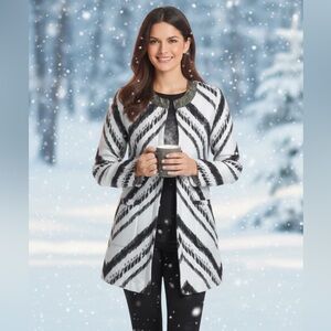 Chico’s Black and White Chevron Jacket - Size 1
